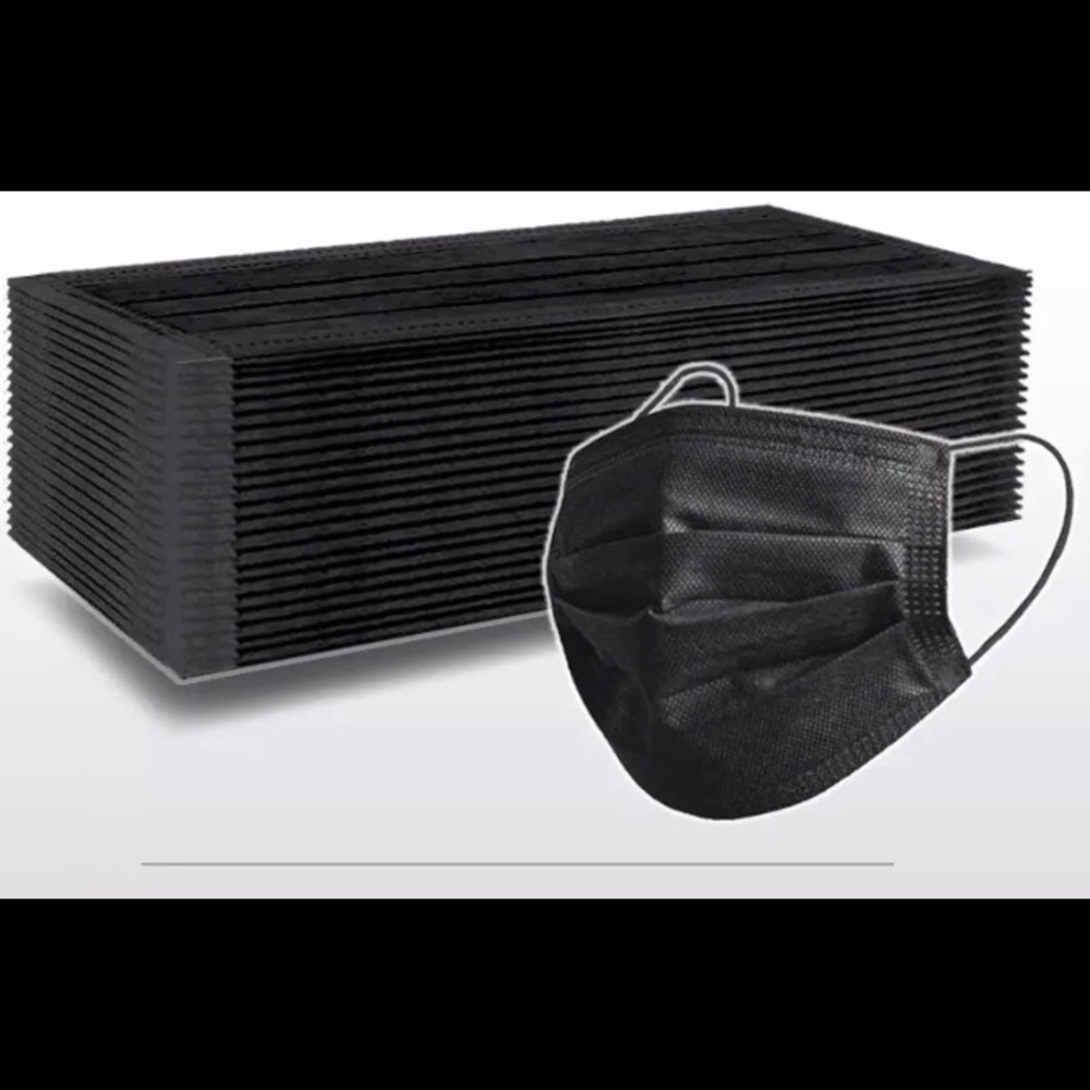 30 Disposable Black Face Masks